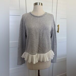 J crew pleated ruffle hem peplum pull over sweater top